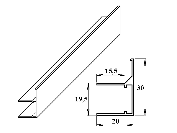 AL ukončovací / okrajový U/F-profil 16 mm 2.10m PK125-207