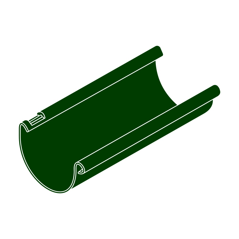 Okapový žlab RG 125 půlkulatý zelená barva 2m PK298-370