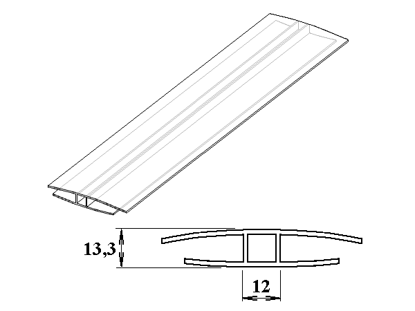 polykarbonátový H-profil 8 - 10 mm 3m