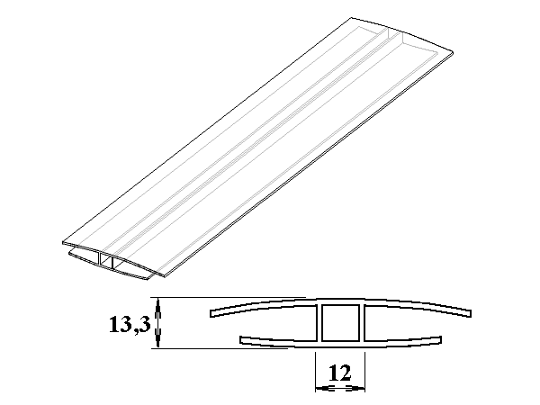 Polykarbonátový H-profil 8 - 10 mm 3m PK920-202