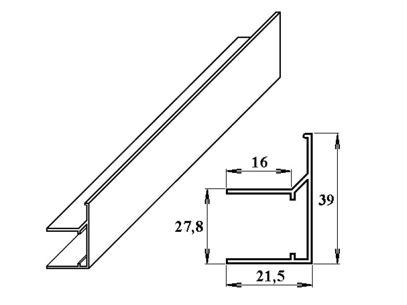 AL ukončovací/okrajový U/F-profil 25 mm 2.10m