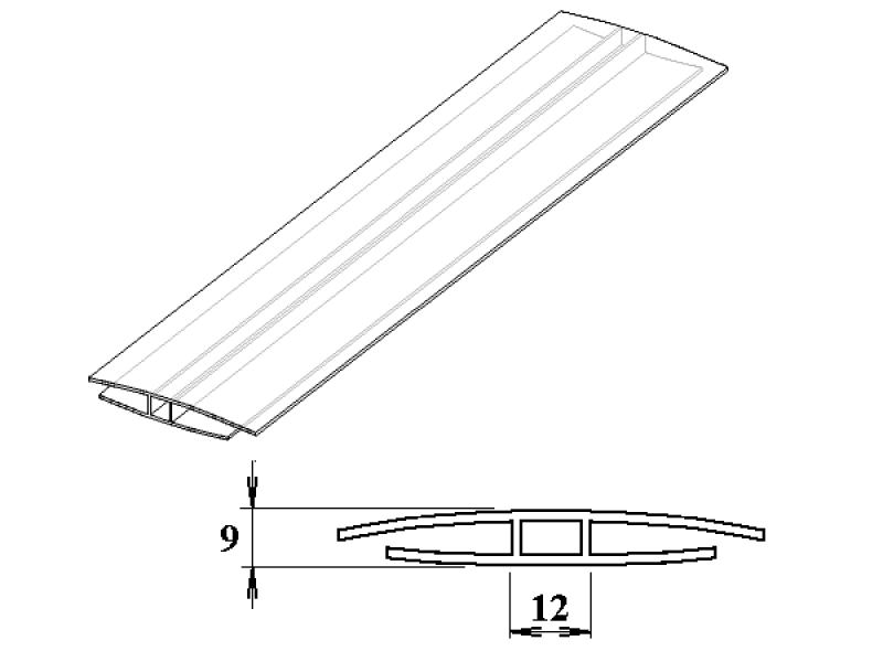 polykarbonátový H-profil 4 - 6 mm 3m PK937-202